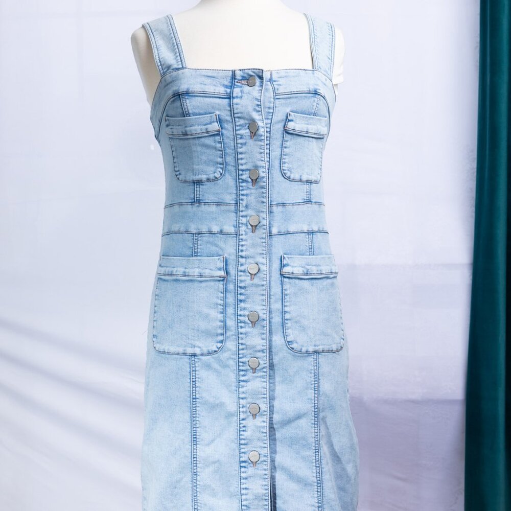 DKNY Denim Sleeveless Midi Dress